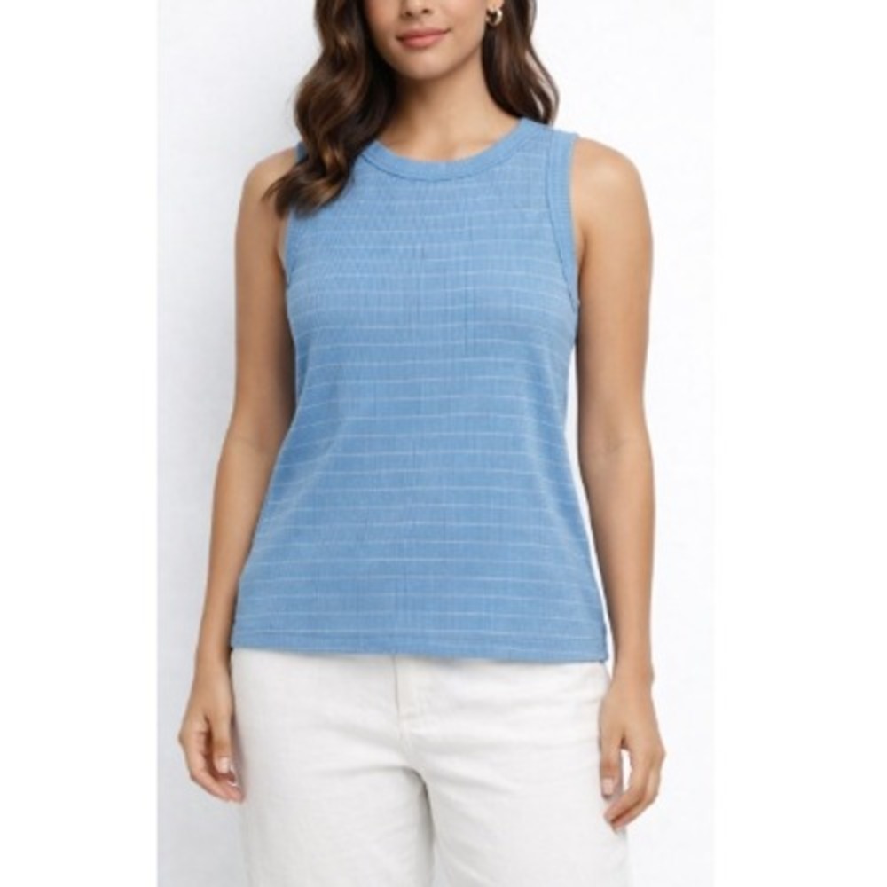 Marine Layer Women's Tide Stripe Lexi Rib Sun-In High Neck Tank‎ Top Size S NWT